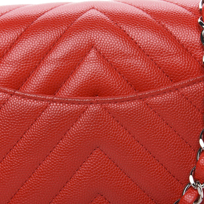 Chanel Caviar Chevron Quilted Mini Rectangular Flap Red 10 of 11