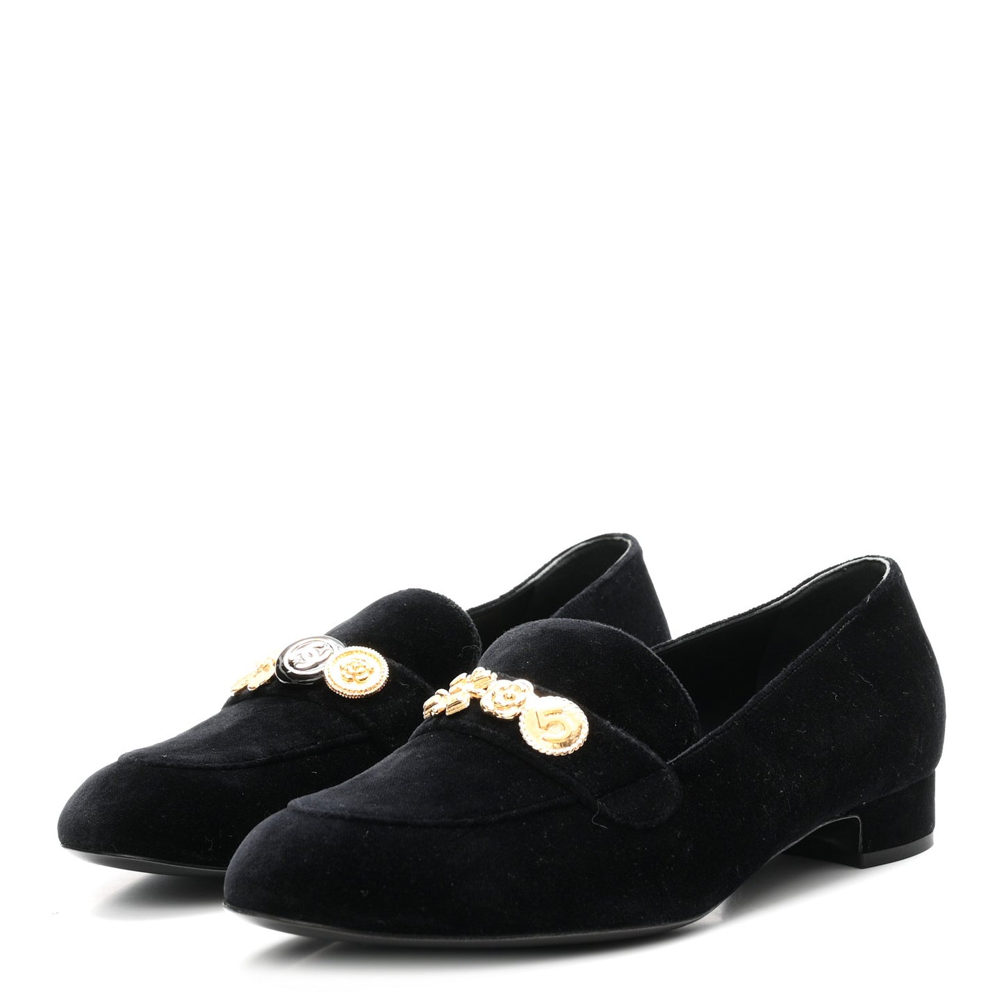 Velvet Moccasin Loafers 40 Black