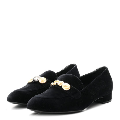 Chanel Velvet Moccasin Loafers 40 Black 4 of 9