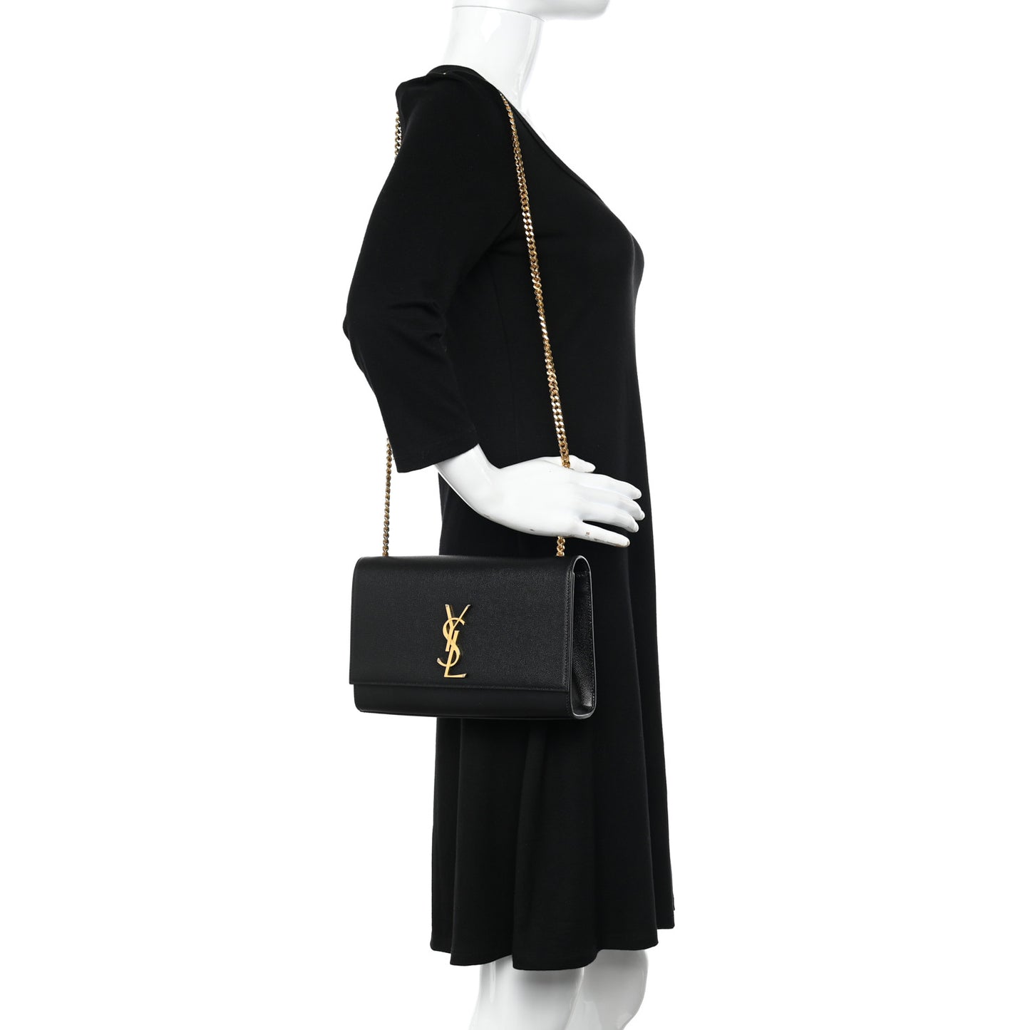 Grain De Poudre Medium Classic Monogram Kate Satchel Black