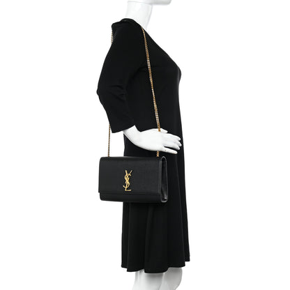 Saint Laurent Grain De Poudre Medium Classic Monogram Kate Satchel Black 2 of 13