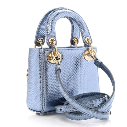 Christian Dior Metallic Karung Micro Lady Dior Light Blue 3 of 13