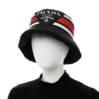 Prada Re-Nylon Triangle Logo Padded Mens Bucket Hat XL Black Red White 2 of 9