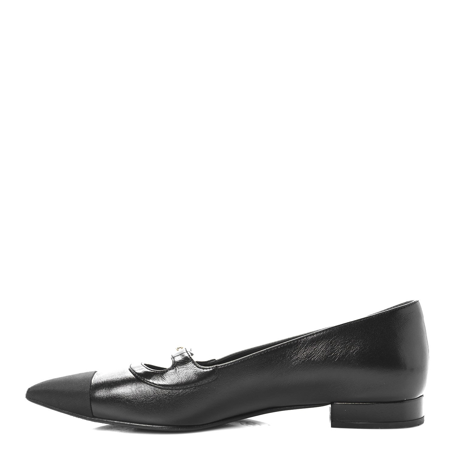 Chanel Shiny Lambskin Grosgrain Pearl Mary Jane Flats 38.5 Black 1 of 9