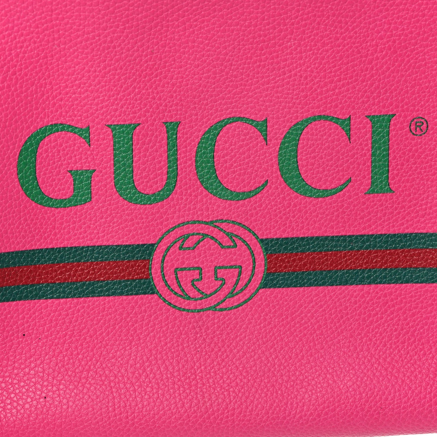 Pebbled Calfskin Medium Logo Portfolio Clutch Box Pink Green