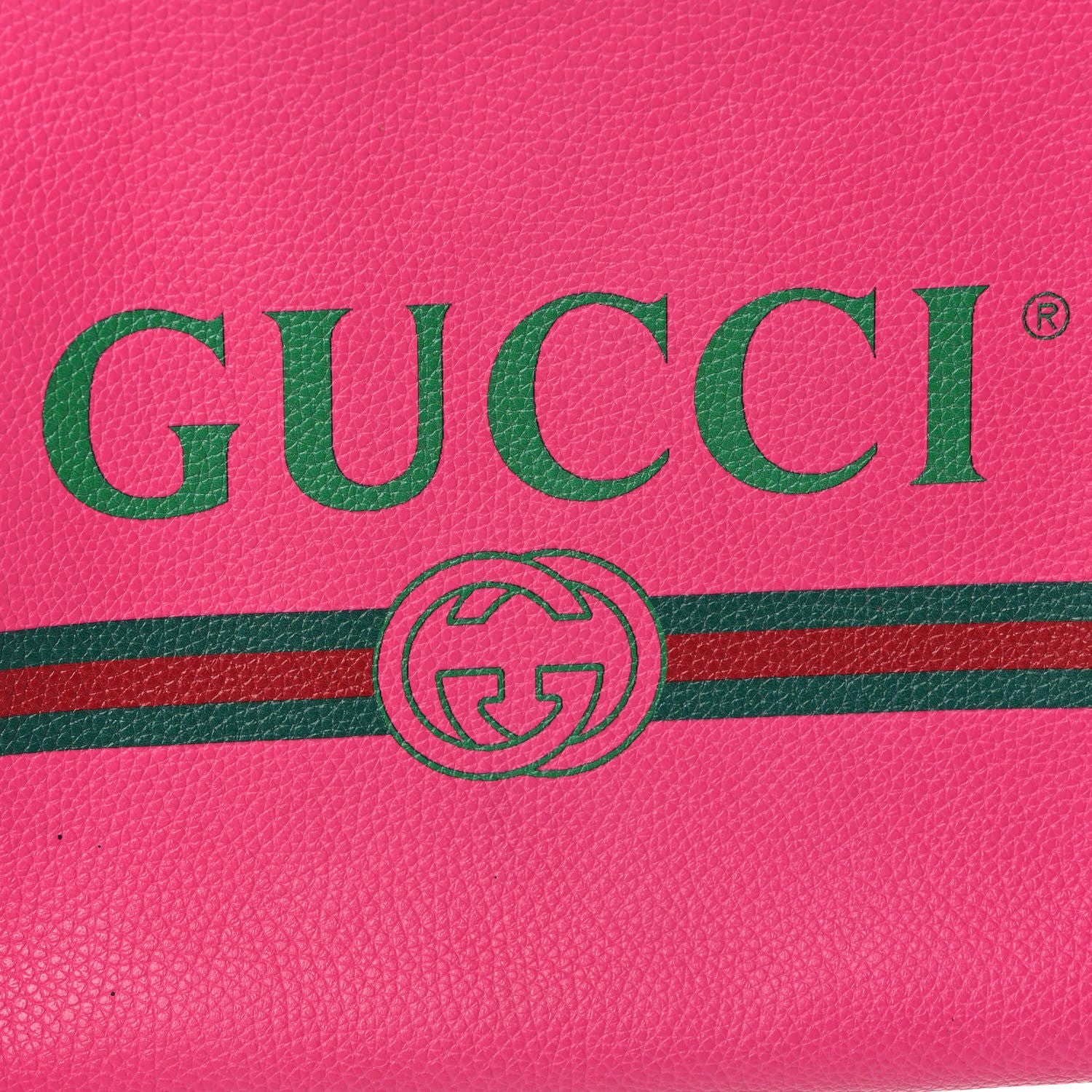 Gucci Pebbled Calfskin Medium Logo Portfolio Clutch Box Pink Green 12 of 12
