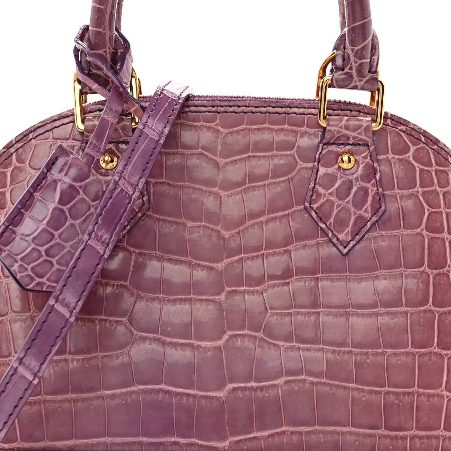 Louis Vuitton Shiny Crocodile Alma BB Purple 7 of 9