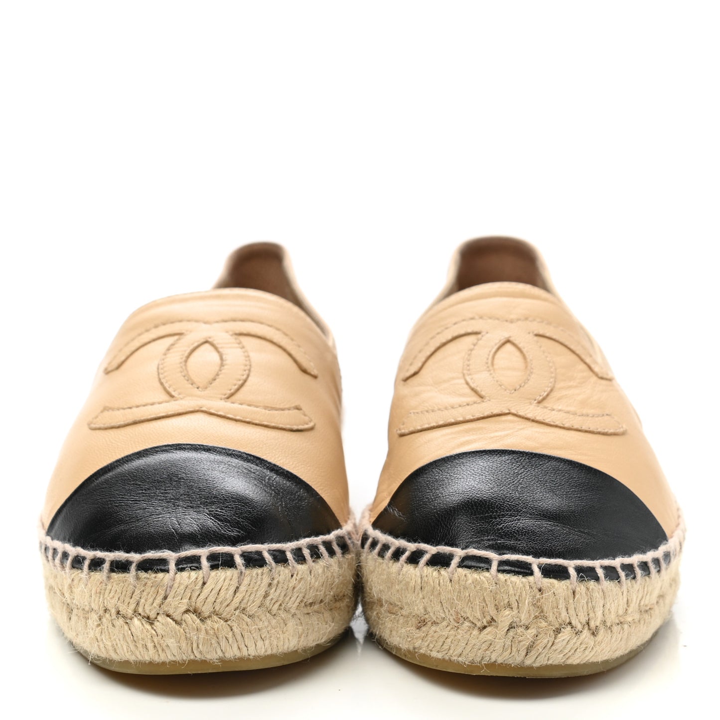 Lambskin CC Espadrilles 37 Beige Black