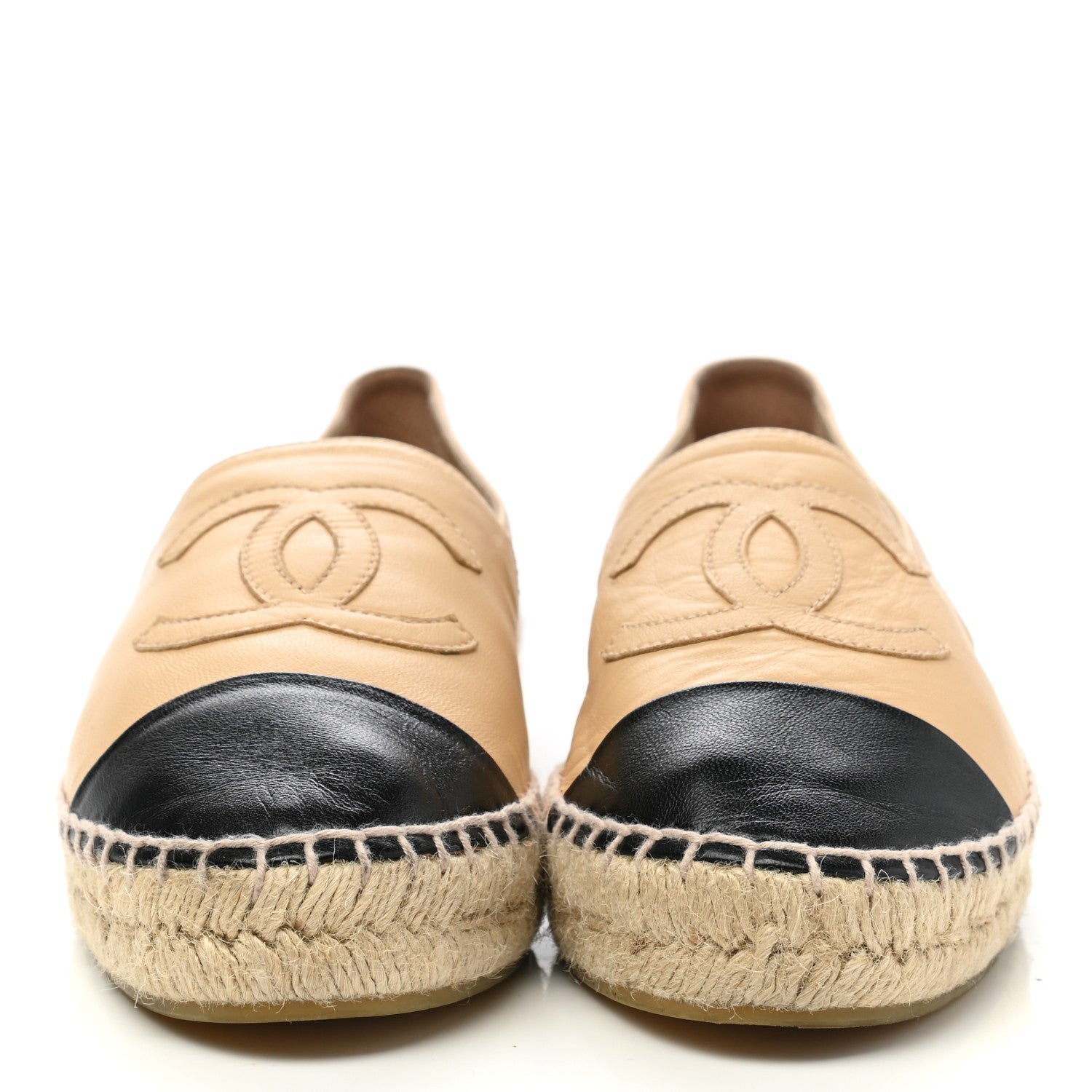 Chanel Lambskin CC Espadrilles 37 Beige Black 2 of 10
