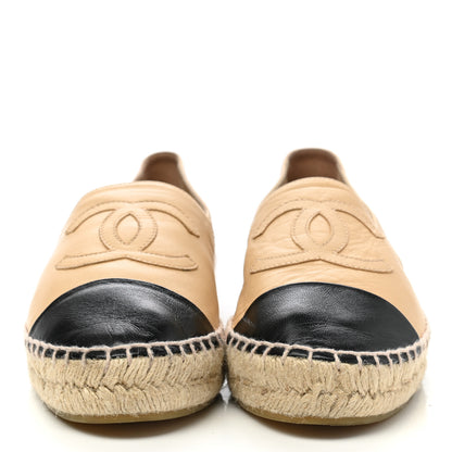 Chanel Lambskin CC Espadrilles 37 Beige Black 2 of 10