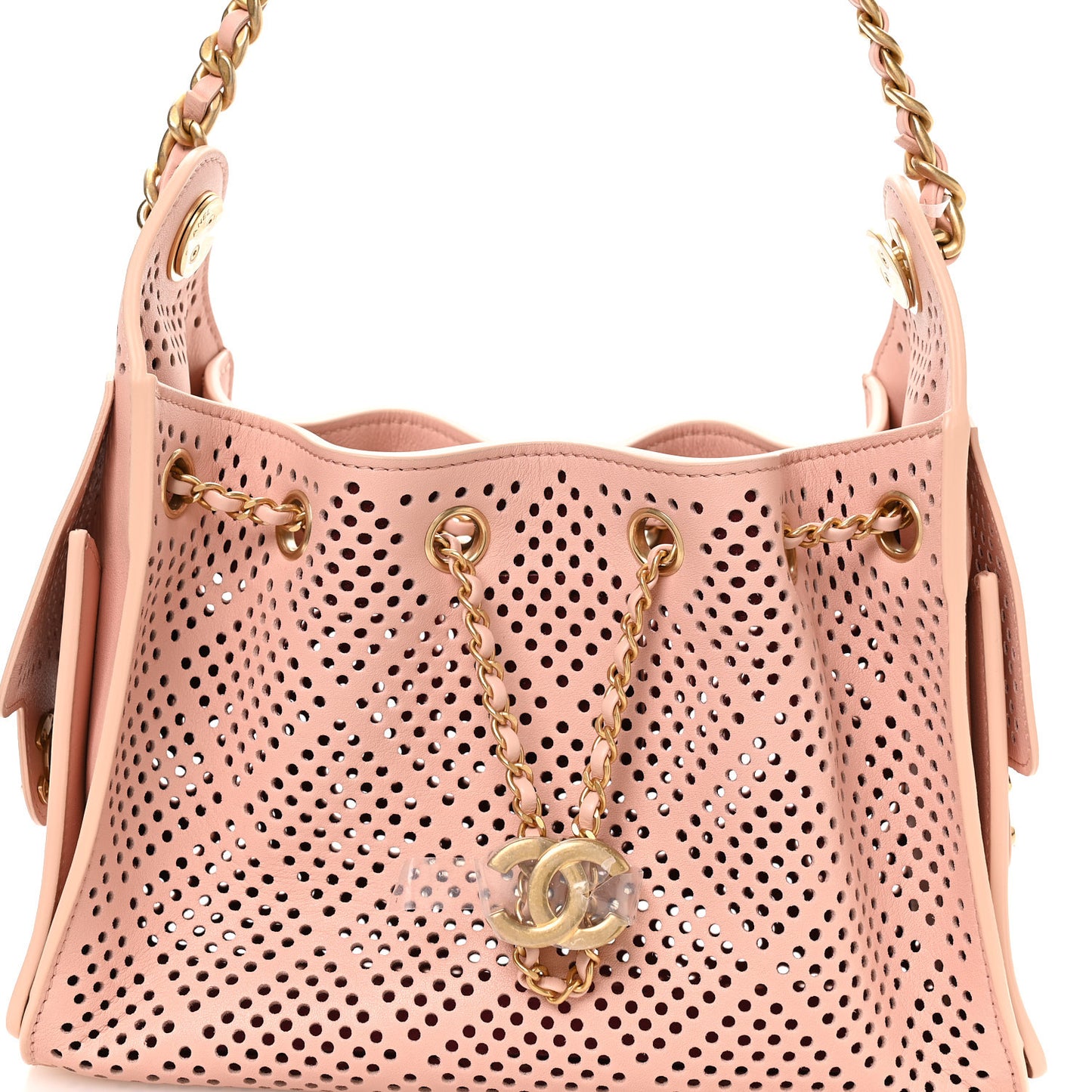 Perforated Calfskin Quilted Mini Chanel 25 Handbag Light Pink