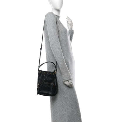Prada Glace Calfskin Embossed Secchiello Bucket Bag Black 2 of 12