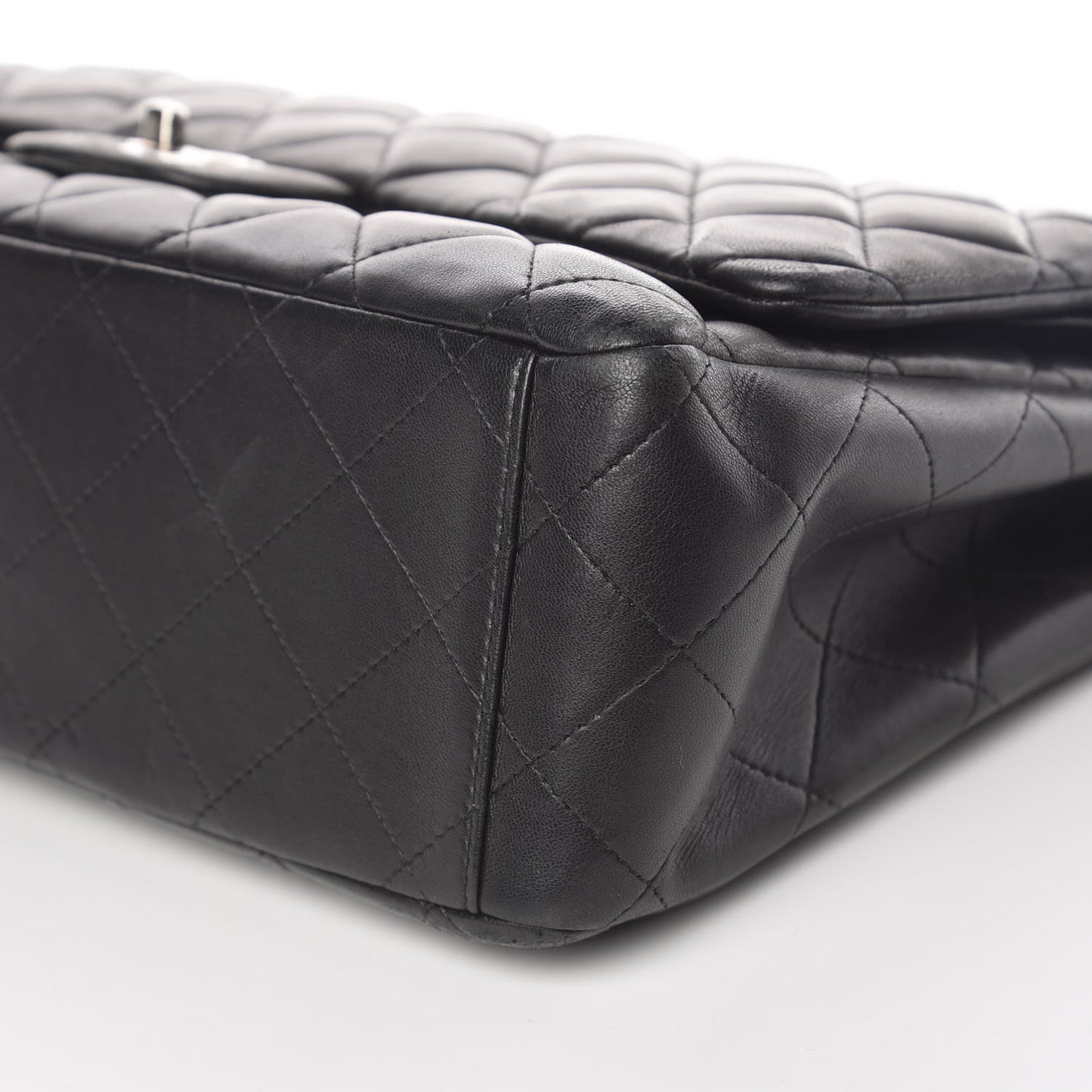 Lambskin Quilted Maxi Double Flap Black