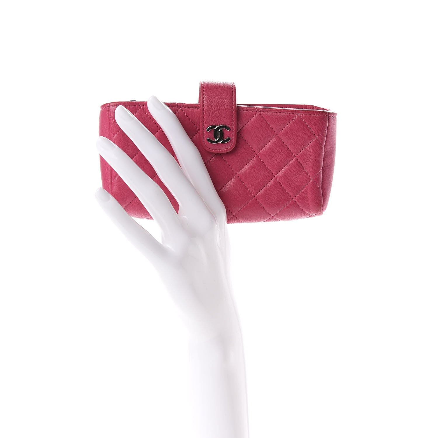Chanel Lambskin Quilted Mini Phone Holder Clutch Pink 2 of 8