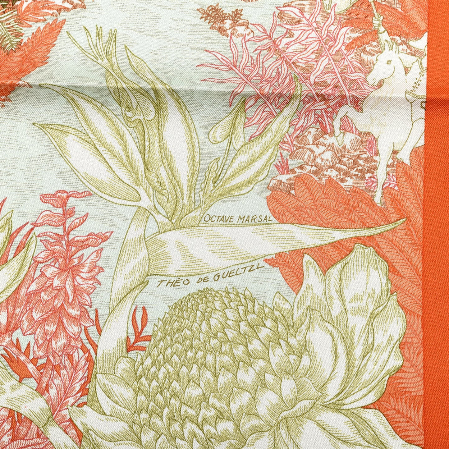 Silk Faubourg Tropical Scarf 90 Orange Kaki Saumon