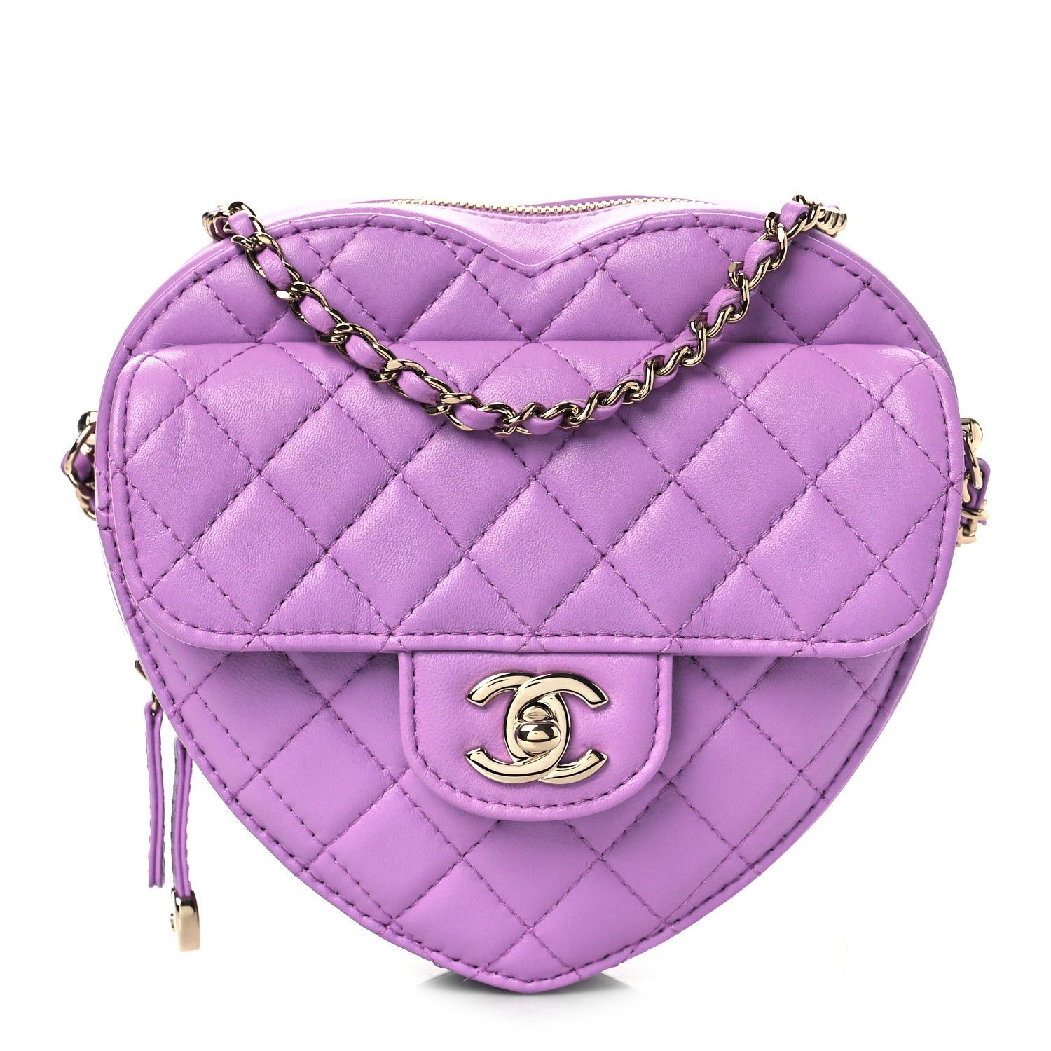 Chanel Lambskin Quilted CC In Love Heart Bag Purple 1 of 9