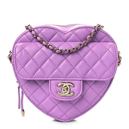 Chanel Lambskin Quilted CC In Love Heart Bag Purple 1 of 9
