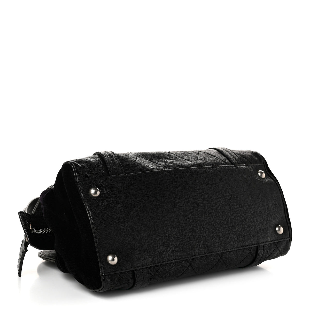 Calfskin Terrycloth Quilted Large Reissue Bowling Bag Tote Black