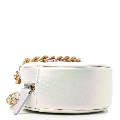 Chanel Iridescent Calfskin Quilted Chanel 19 Round Clutch With Chain White 3 of 5