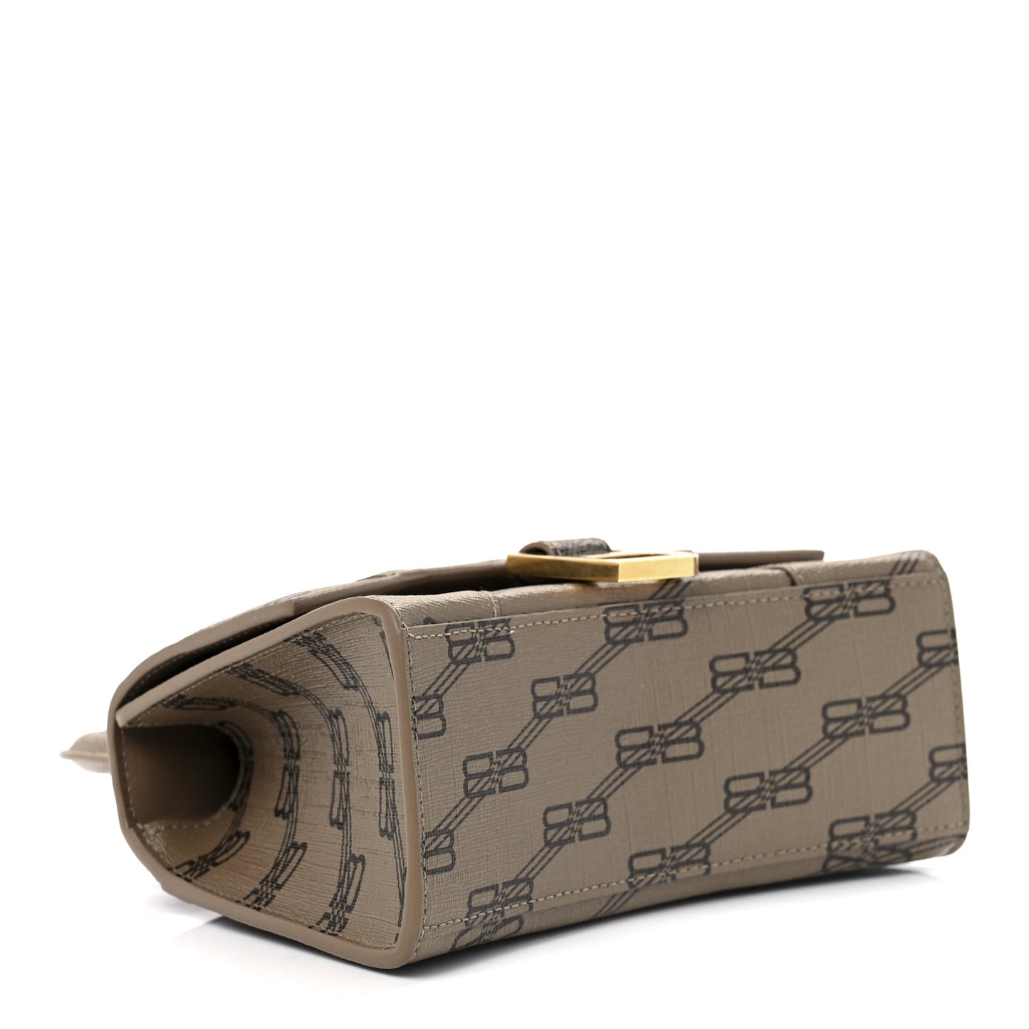 Coated Canvas BB Monogram Hourglass Top Handle Bag XS Beige Brown