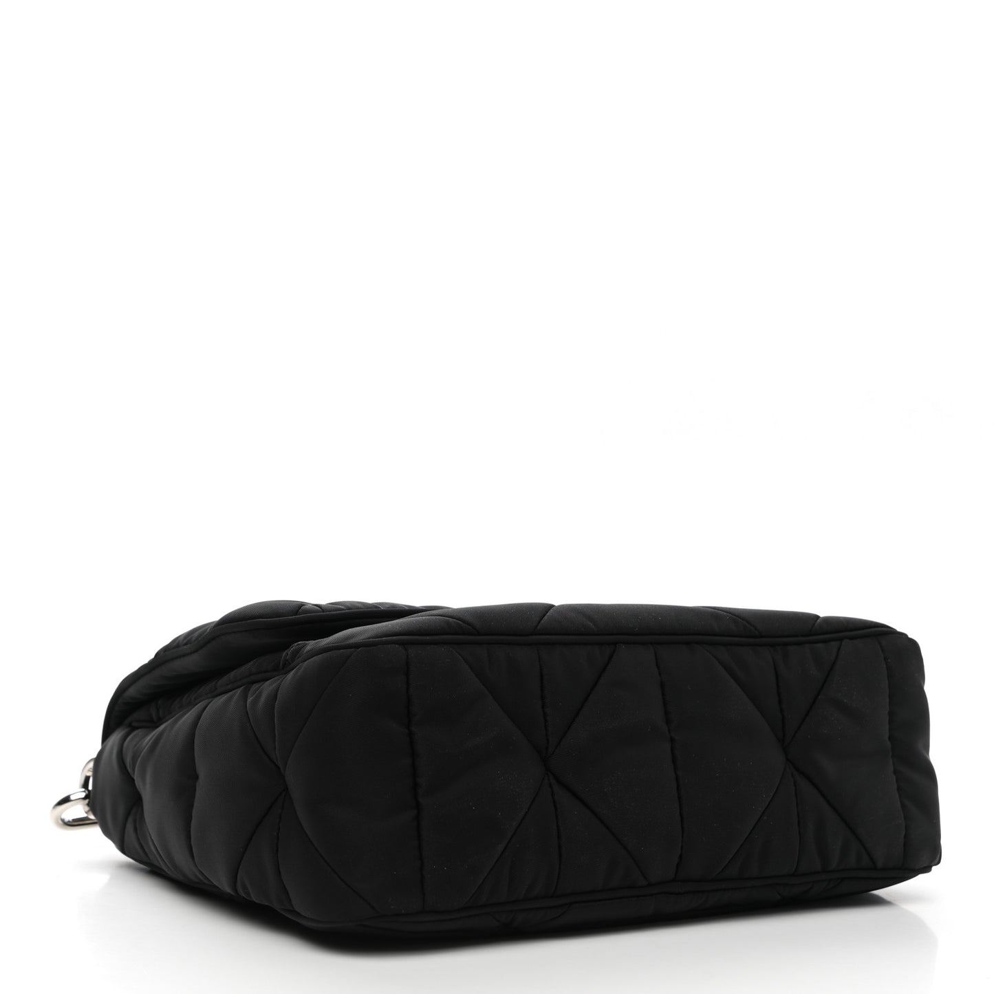 Re-Nylon Quilted Padded Flap Shoulder Bag Black