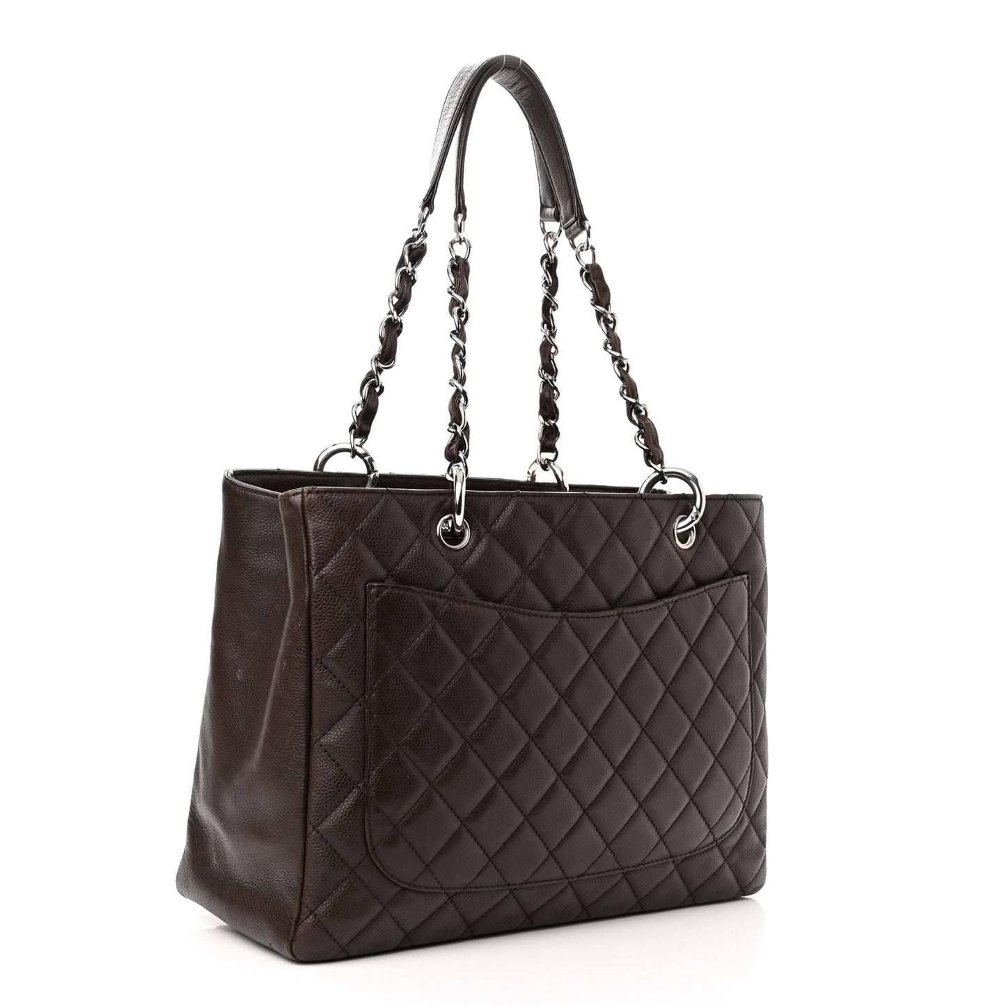 Caviar Quilted Grand Shopping Tote GST Dark Brown