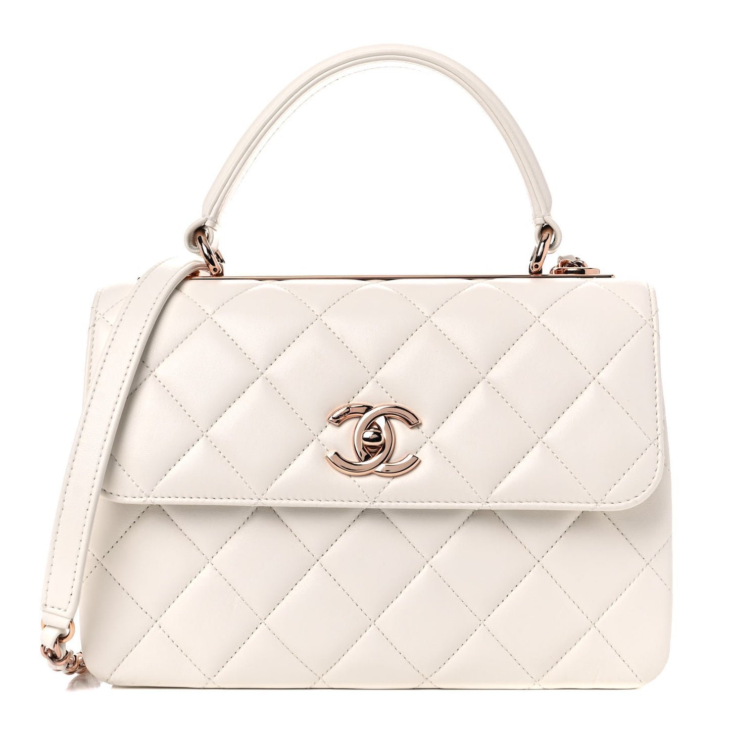 Lambskin Quilted Small Trendy CC Dual Handle Flap Bag White