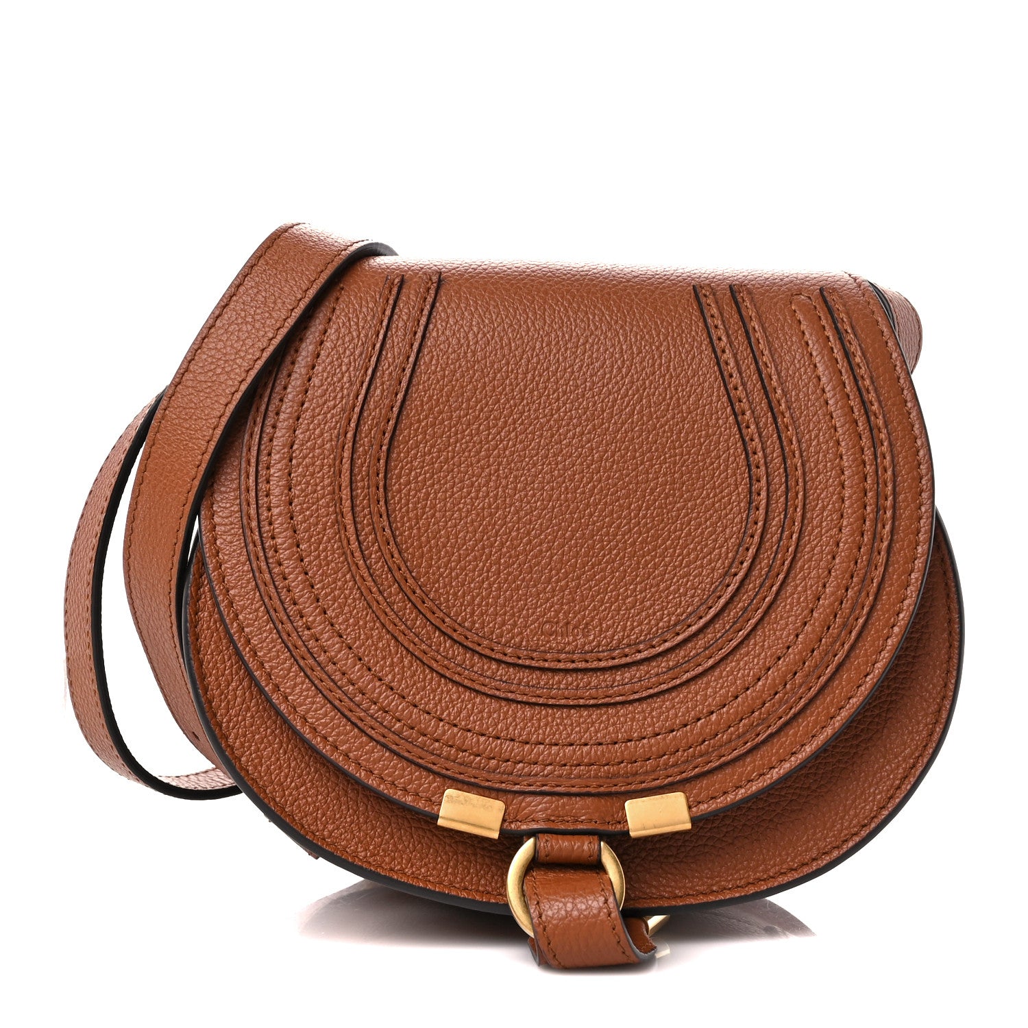 Chloe Grained Calfskin Small Marcie Saddle Bag Tan 1 of 10