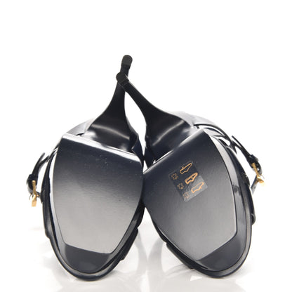 Saint Laurent Patent Tribute 105 Platform Sandals 35 Navy Blue 5 of 7