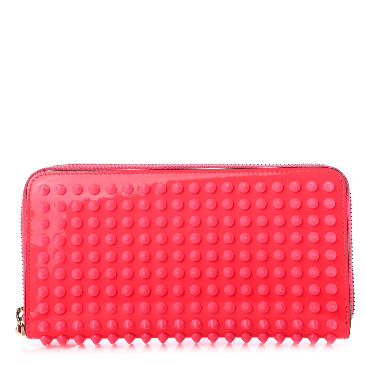 Christian Louboutin Patent Panettone Spiked Zip Around Wallet Rose Paris 1 of 7