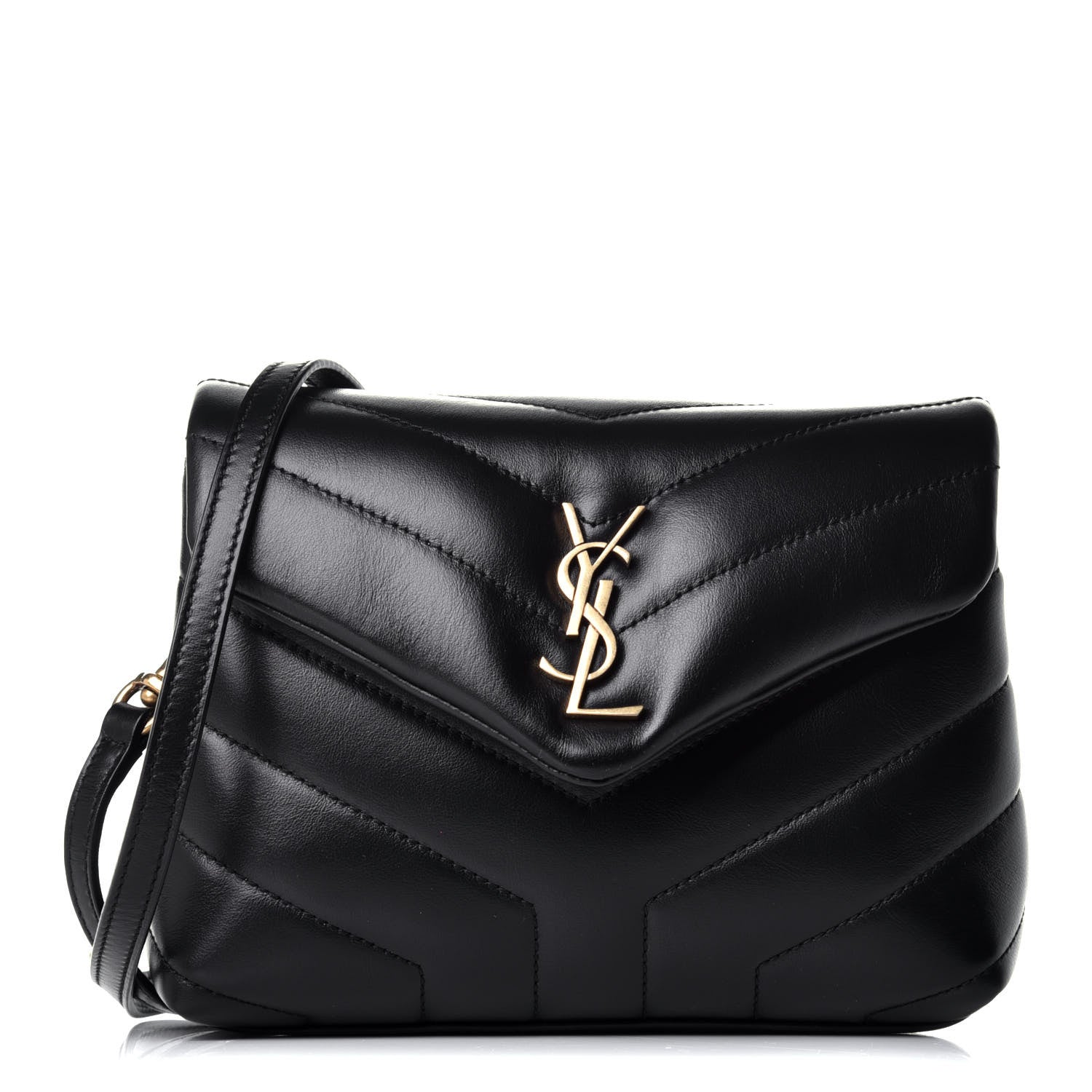 Saint Laurent Calfskin Y Quilted Monogram Toy Loulou Crossbody Bag Black 1 of 8