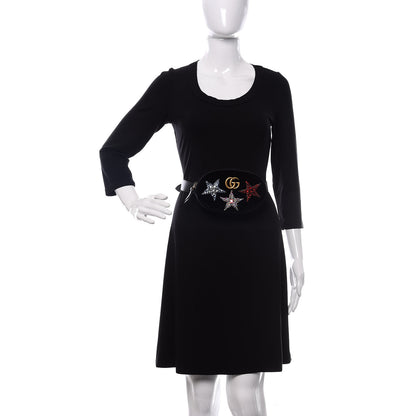 Gucci Velvet Matelasse Crystal Star GG Marmont Belt Bag 65 26 Black 2 of 10