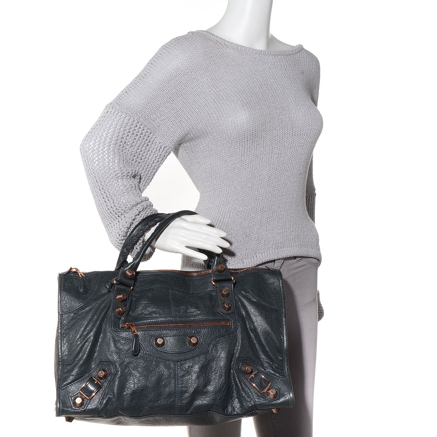 Agneau Giant 21 Rose Gold Hardware Work Anthracite
