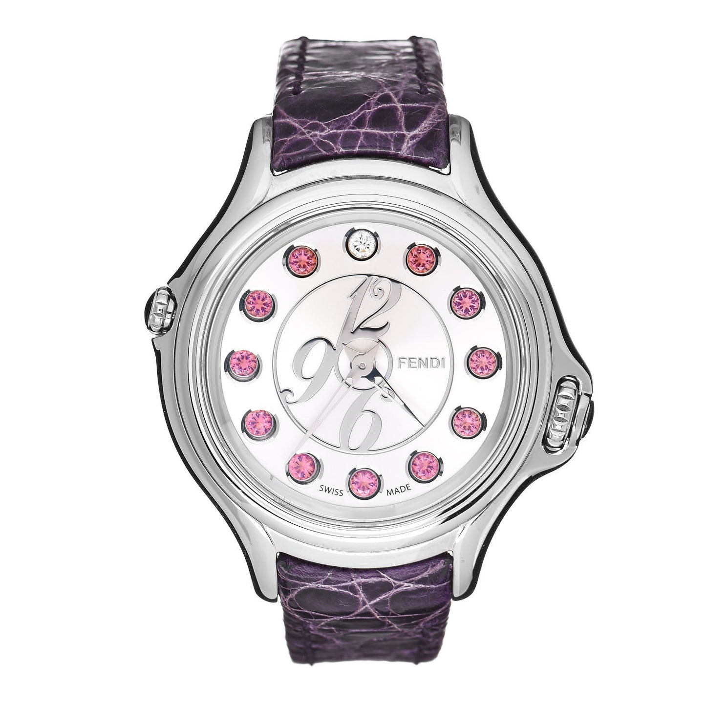 Stainless Steel Alligator Diamond Topaz 33mm Crazy Carats Rotating Gem Quartz Watch