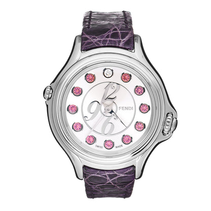 Fendi Stainless Steel Alligator Diamond Topaz 33mm Crazy Carats Rotating Gem Quartz Watch 4 of 10