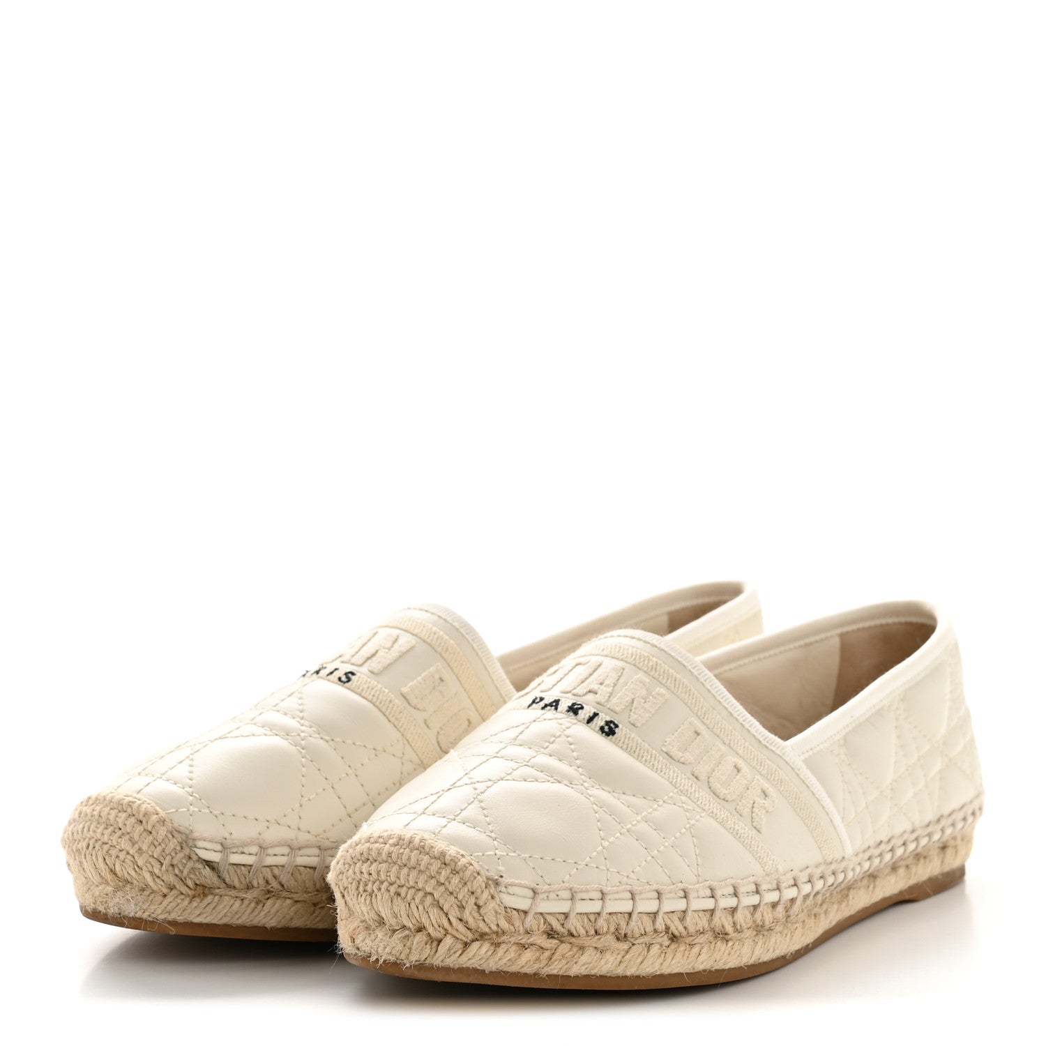 Christian Dior Calfskin Cannage Granville Espadrilles 38.5 Off White 4 of 11