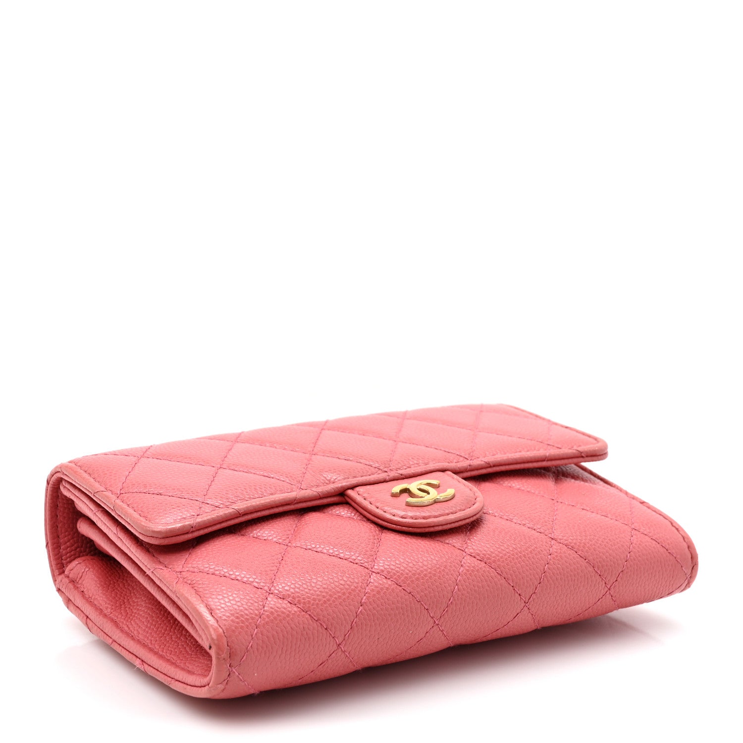 Chanel Caviar Quilted Medium Gusset Flap Wallet Pink 4 of 15