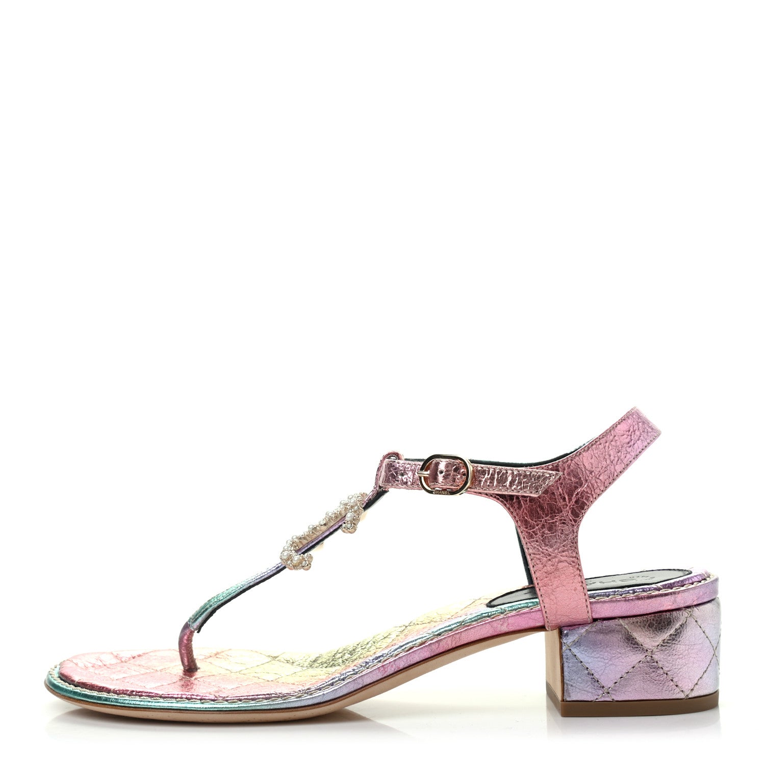 Chanel Goatskin Fantasy CC Pearl Thong Sandals 38.5 Multicolor 1 of 8