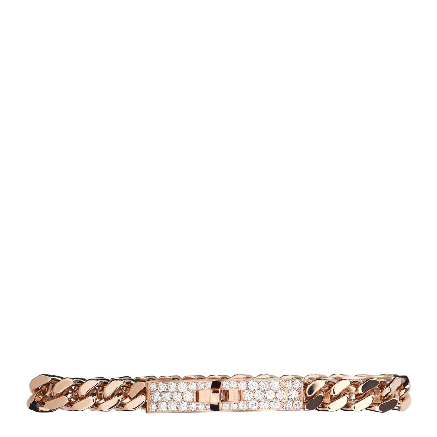 18K Rose Gold Diamond PM Kelly Gourmette Chaine Bracelet XS