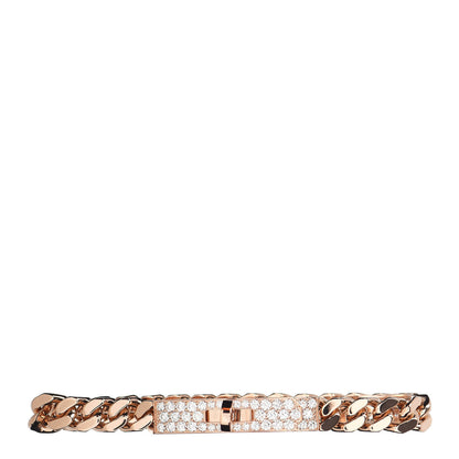 Hermes 18K Rose Gold Diamond PM Kelly Gourmette Chaine Bracelet XS 1 of 5