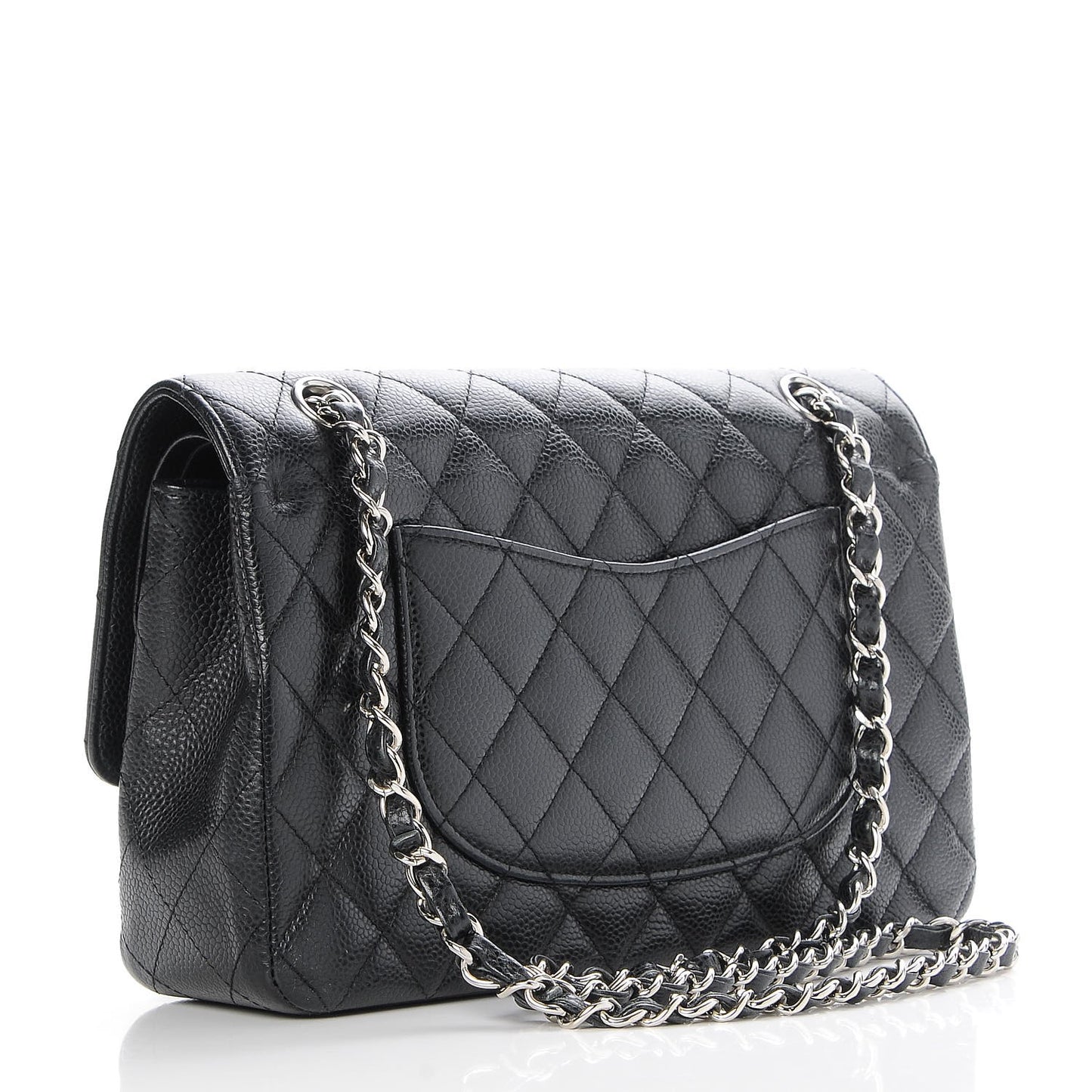Caviar Quilted Medium Double Flap Black