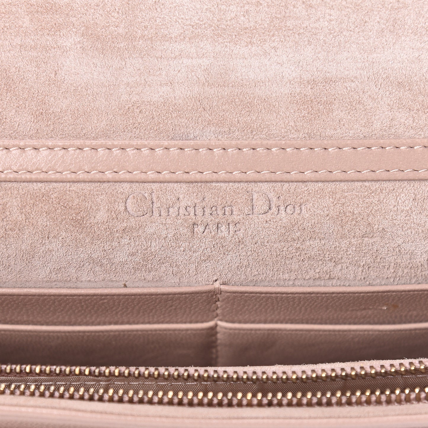 Lambskin Cannage Studded Dioraddict Wallet on Chain Clutch Nude