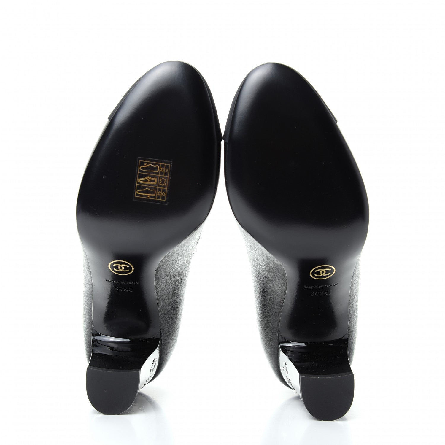 Chanel Calfskin Grosgrain Crystal Cap Toe Logo Pumps 36.5 Black 6 of 9