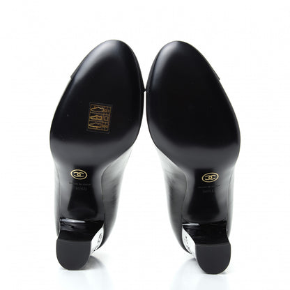 Chanel Calfskin Grosgrain Crystal Cap Toe Logo Pumps 36.5 Black 6 of 9