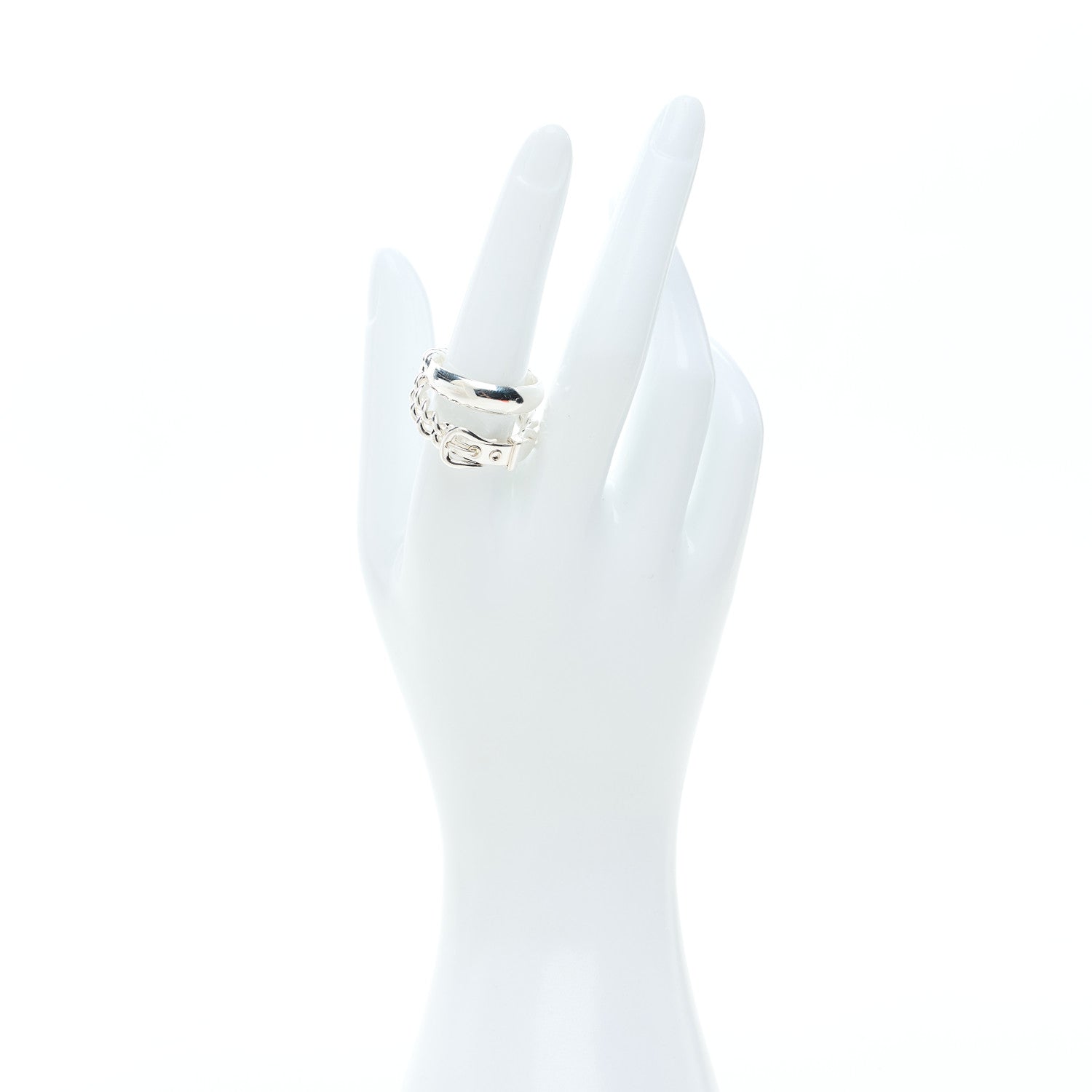 Hermes Sterling Silver MM Boucle Selier Inflexible Ring 57 8 2 of 5