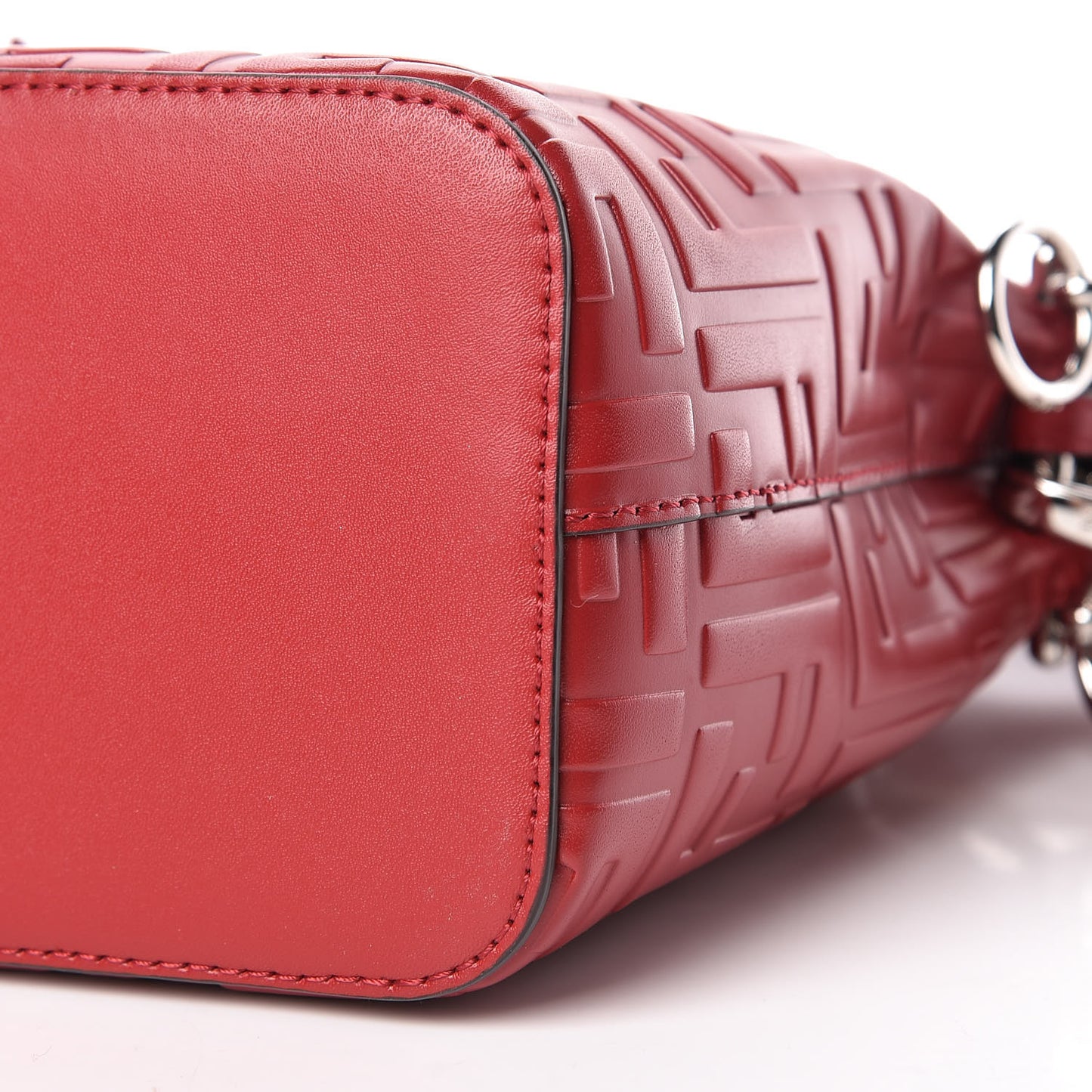 Vitello Liberty F is Fendi FF 1974 Embossed Mini Mon Tresor Bucket Bag Fragola