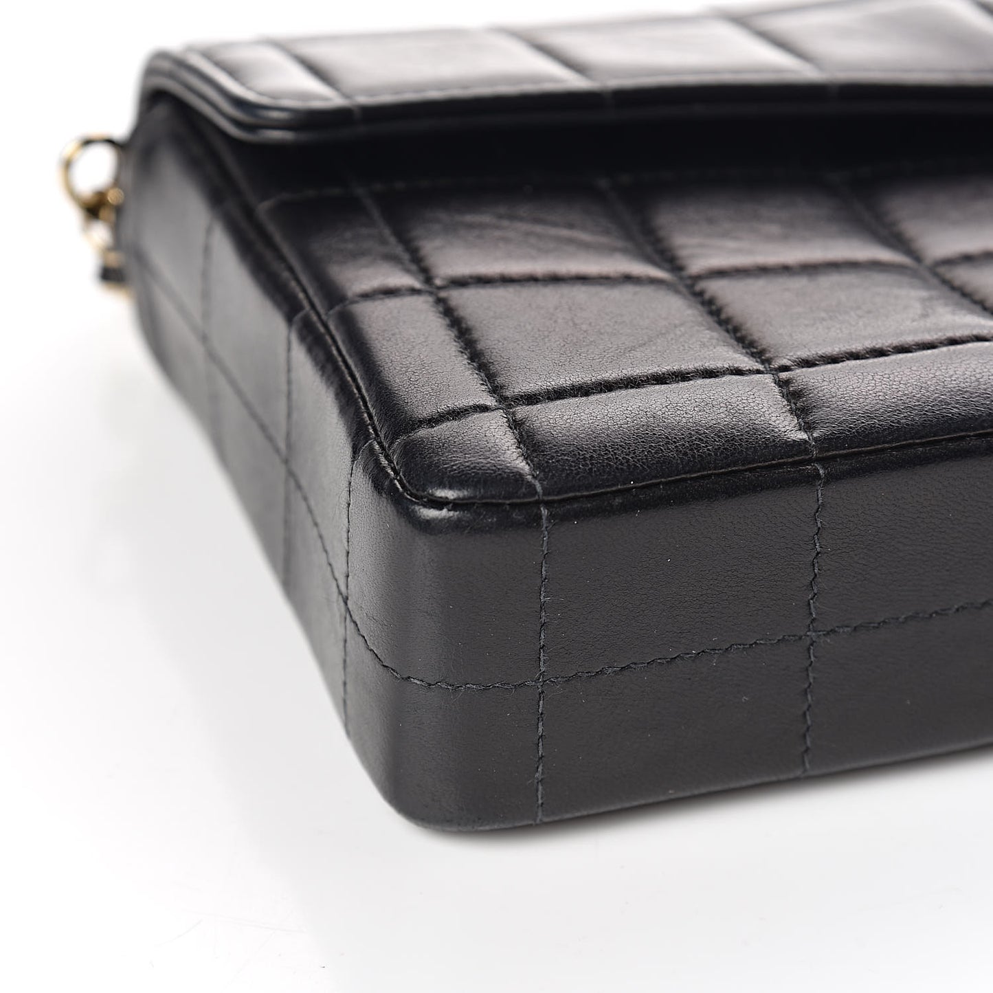 Lambskin East West Chocolate Bar Flap Black