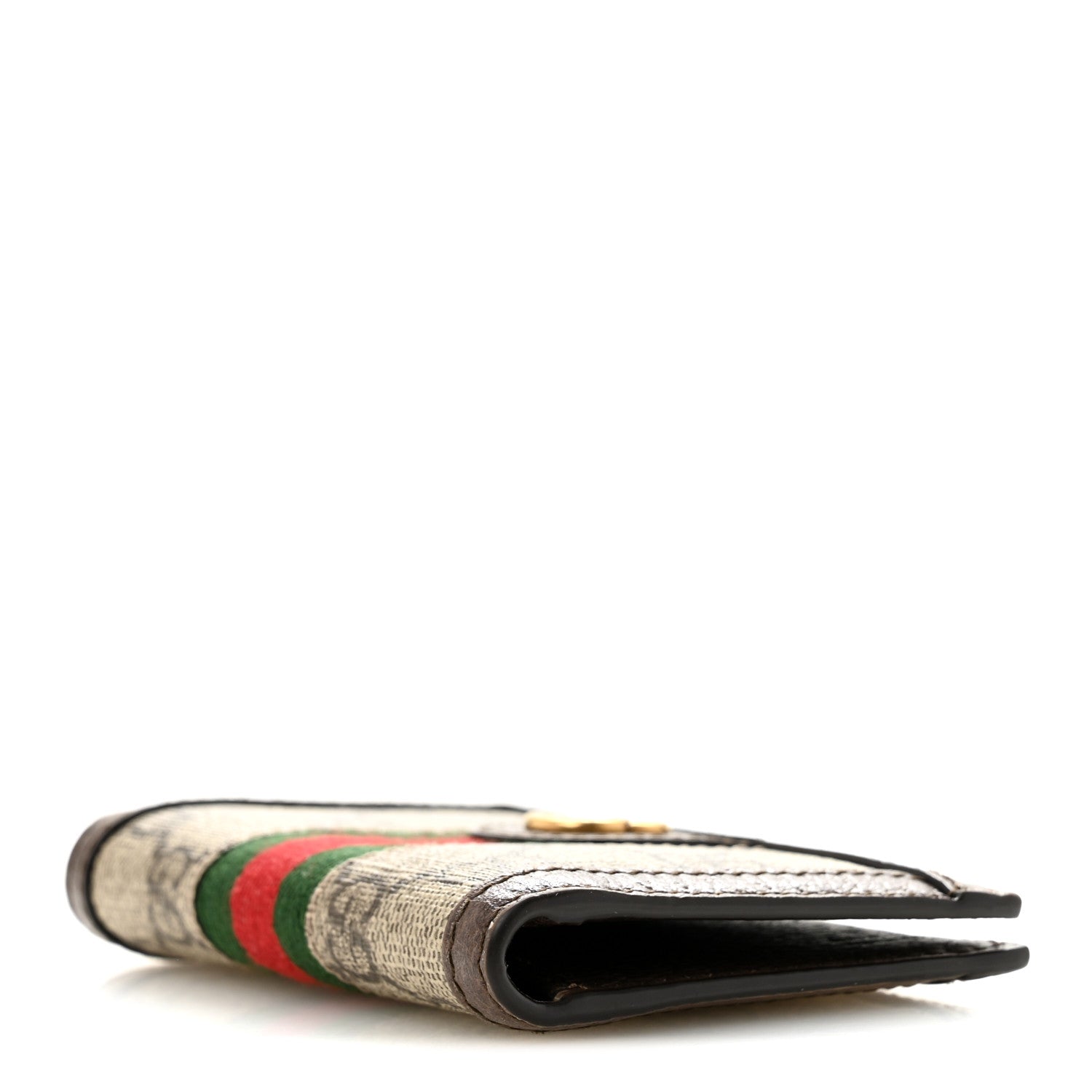 Gucci GG Supreme Monogram Web Ophidia Card Case Beige Ebony Electric Green 4 of 8