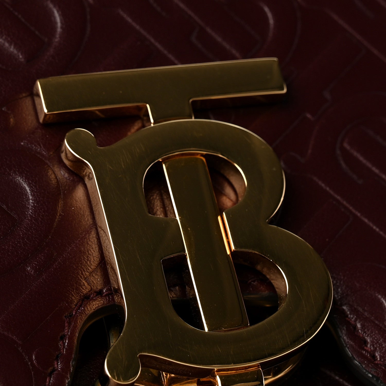Burberry Calfskin Monogram Embossed TB Bag Oxblood 11 of 11