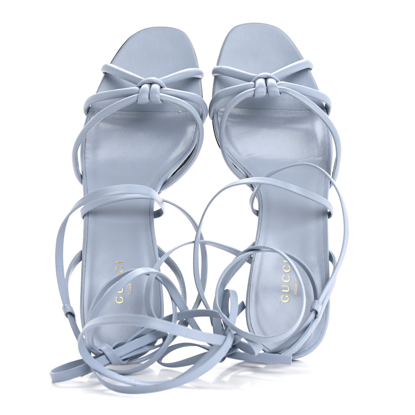 Nappa Charlotte Bamboo Ankle Wrap Sandals 40 Porcelain Light Blue